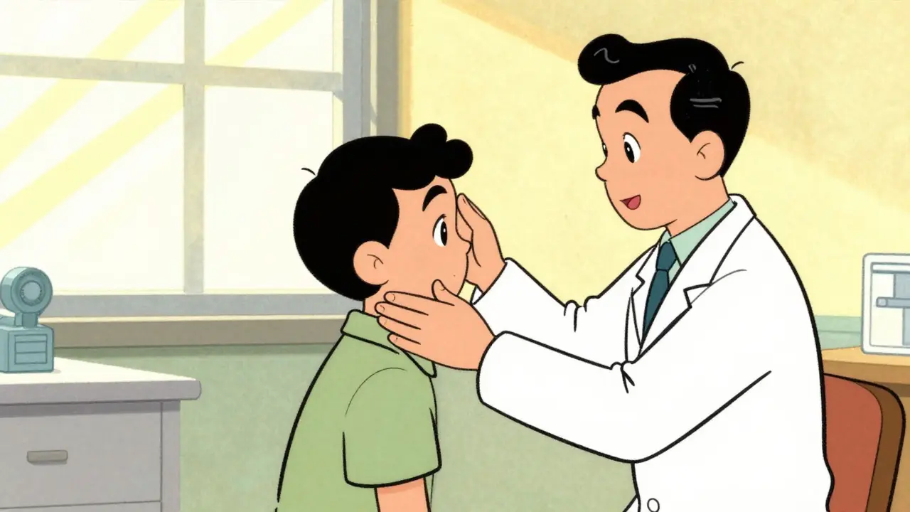 Doctor guiding patient through head movement exercise